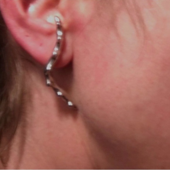 UNO de 50 Silver Earrings Modernist Brutalist Goth - Picture 5 of 5